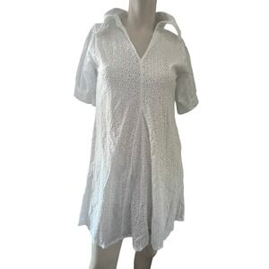Eyelet Dress Size 6 White V Neck Short Sleeve Casual‎ Summer Slim Fit Coquette